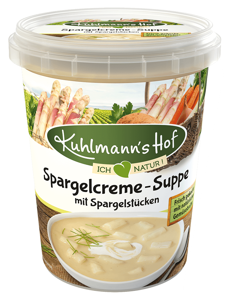 Spargelcremesuppe mit Spargelstücken